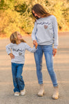 Mom & Me - "Mama & Mini" Gray Long Sleeve Top | Sparkle in Pink