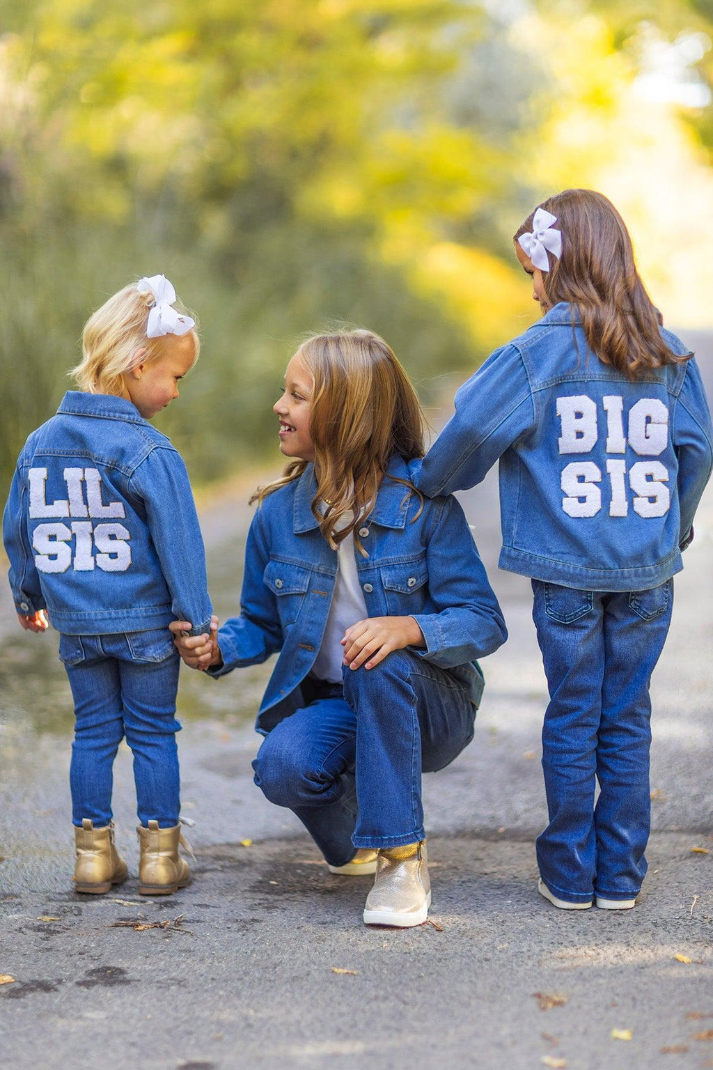 "Big Sis, Lil Sis, Big Bro, Lil Bro" Denim Jacket