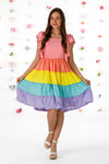 Mom & Me - Rainbow Pastel Ruffle Dress | Sparkle in Pink
