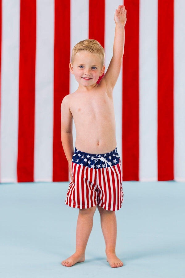 Abstract American Flag Family Swimsuits | Sparkle in Pink