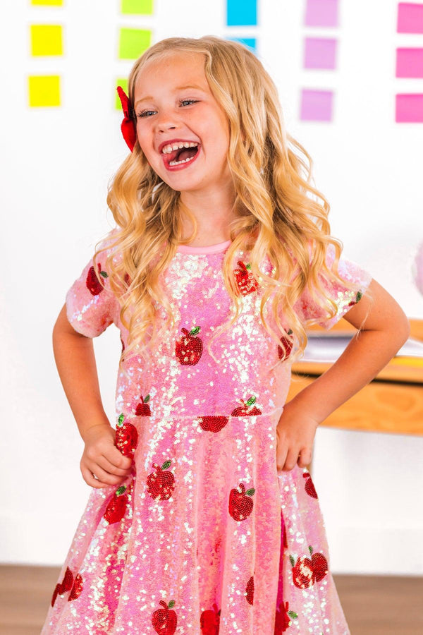 Mom & Me - Pink Sequin Apple Dress | Sparkle in Pink