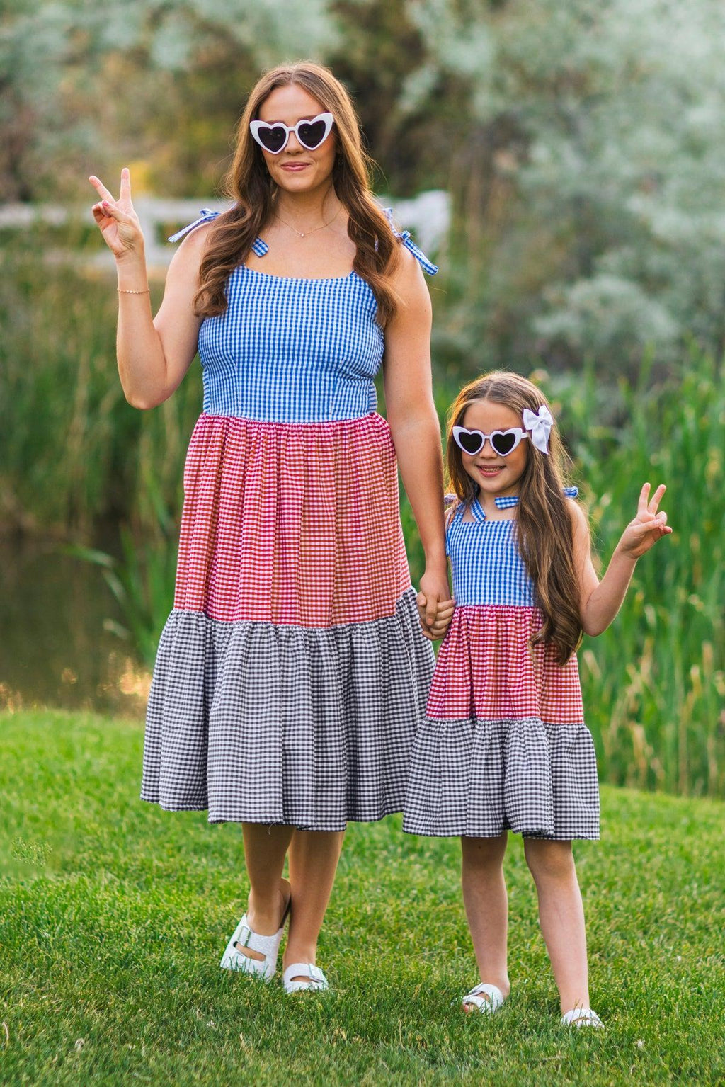 Mom & Me - Red White & Blue Gingham Dress | Sparkle in Pink