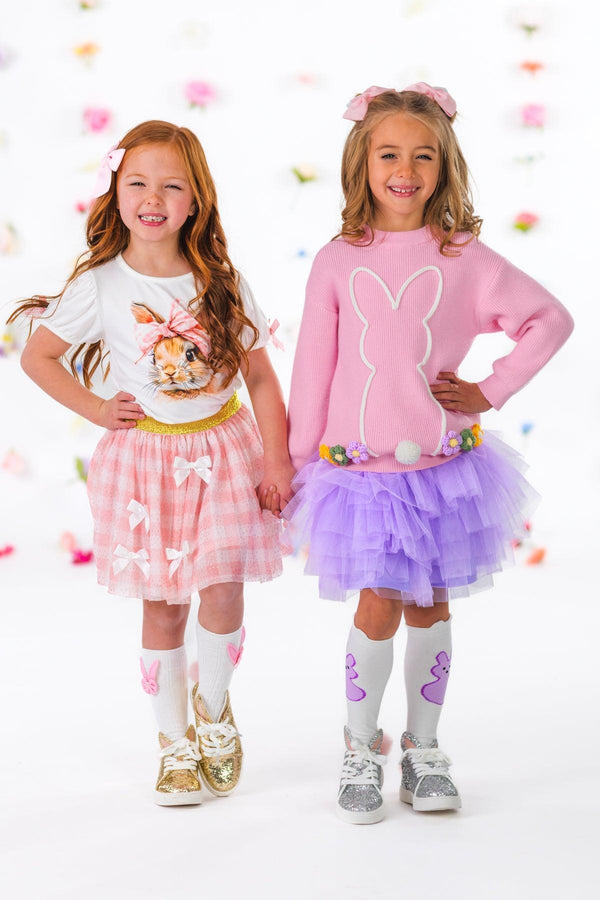 Bunny Bows Pink Glitter Skirt Set | Sparkle in Pink