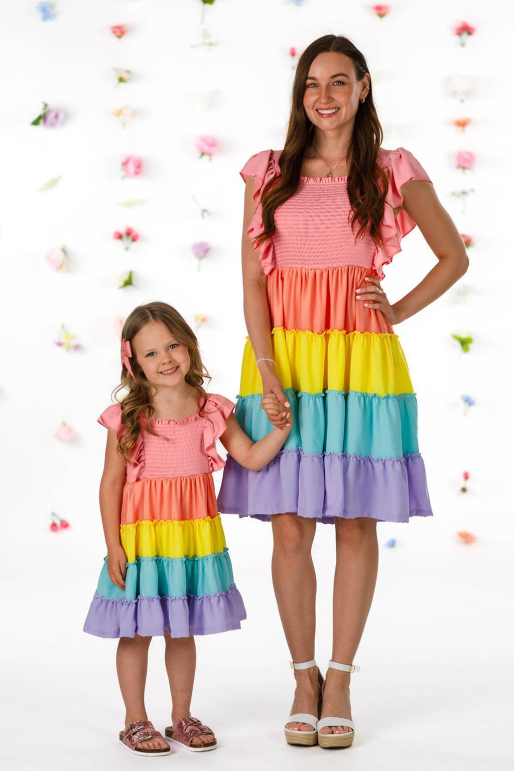 Mom & Me - Rainbow Pastel Ruffle Dress | Sparkle in Pink