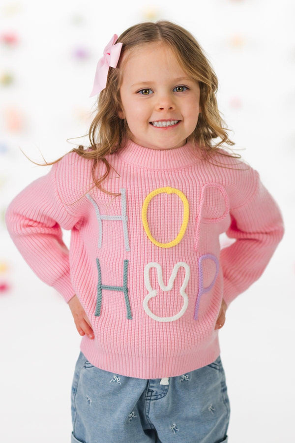 "Hop Hop" Pastel Knit Sweater - Boy or Girl | Sparkle in Pink