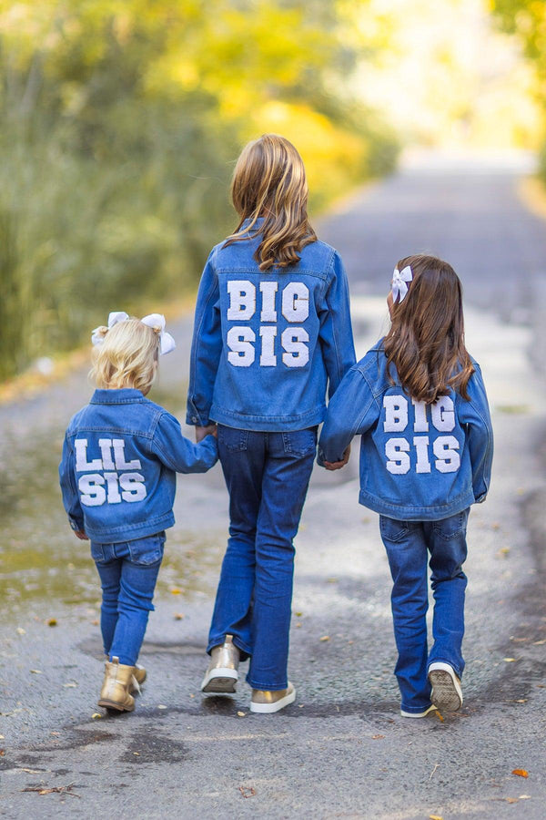 "Big Sis, Lil Sis, Big Bro, Lil Bro" Denim Jacket