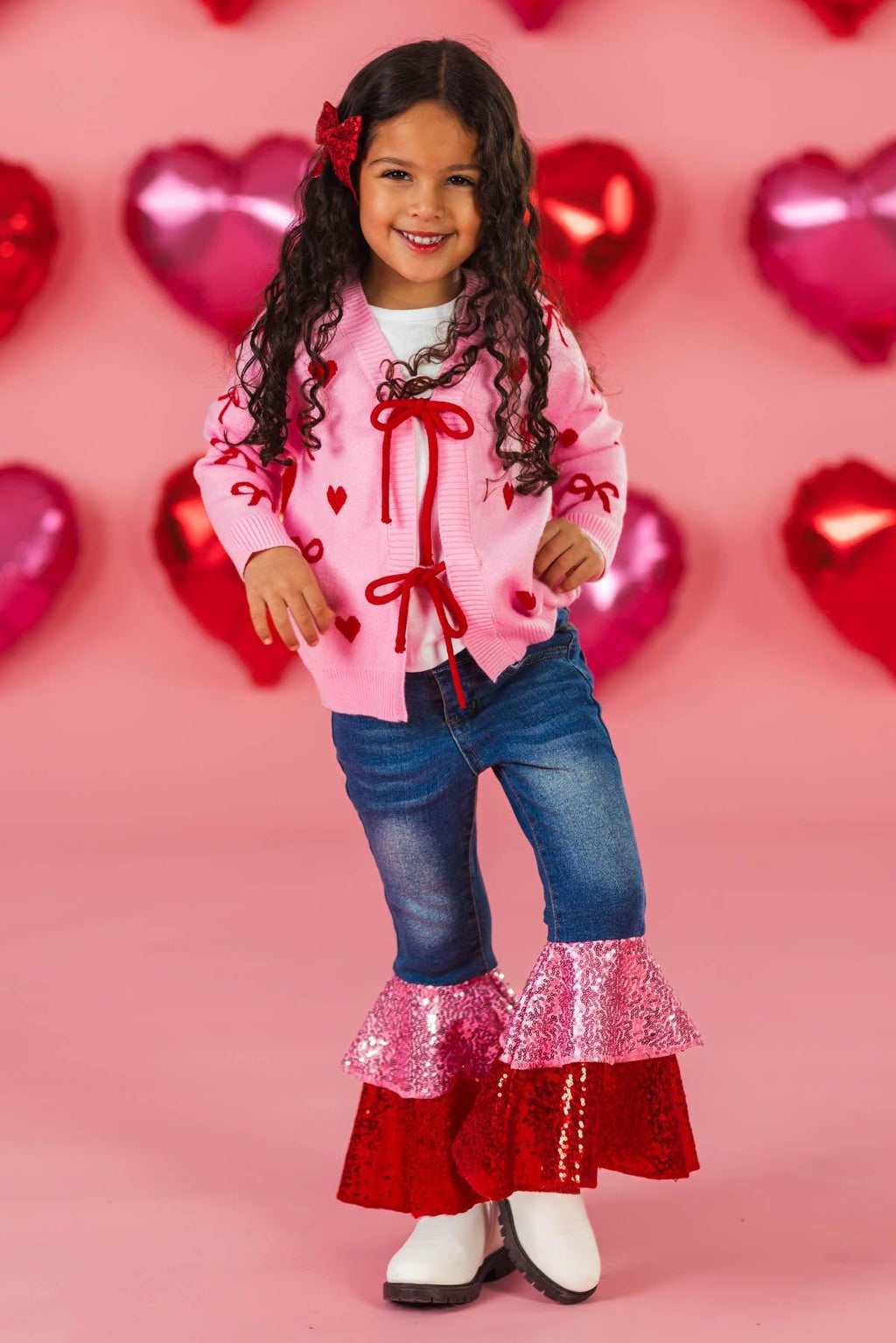 Mom & Me - Pink Heart & Bow Sweater Cardigan | Sparkle in Pink