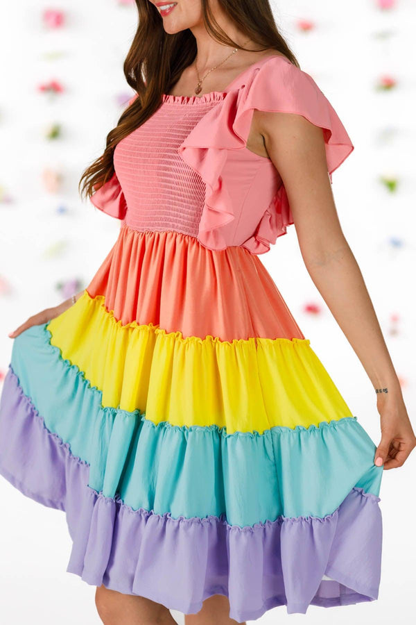 pastel rainbow dress Sequin Tulle The Little Cottage Elevate your wardrobe with this exquisite pastel slip dress Mom & Me - Rainbow