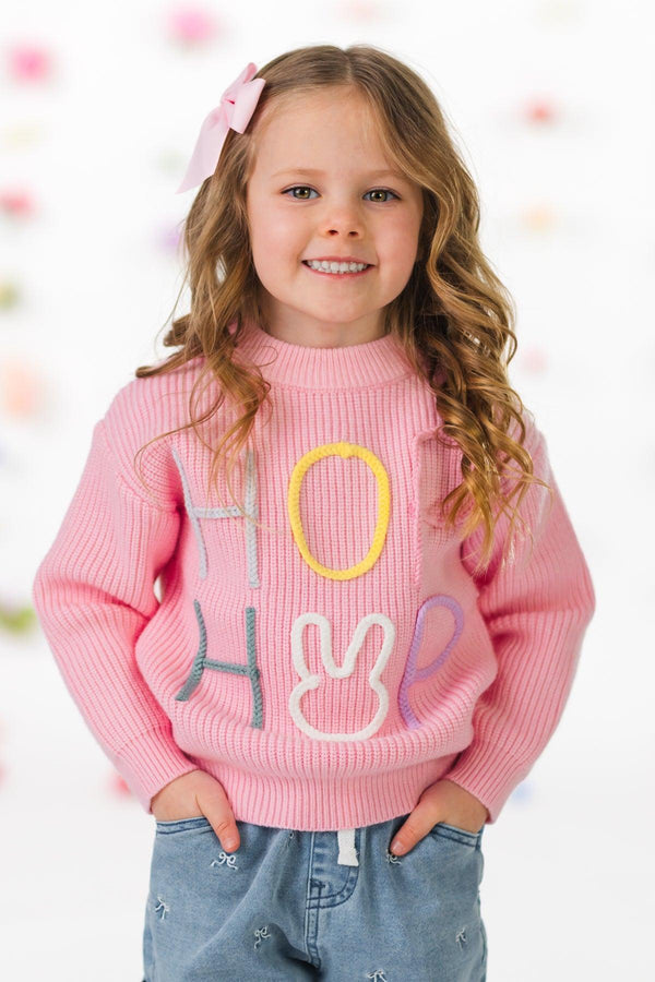 "Hop Hop" Pastel Knit Sweater - Boy or Girl | Sparkle in Pink