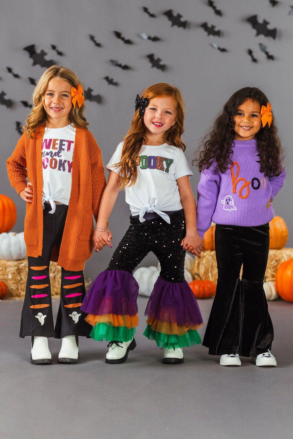 "Spooky" Velvet Sequin Bell Bottom Set | Sparkle in Pink