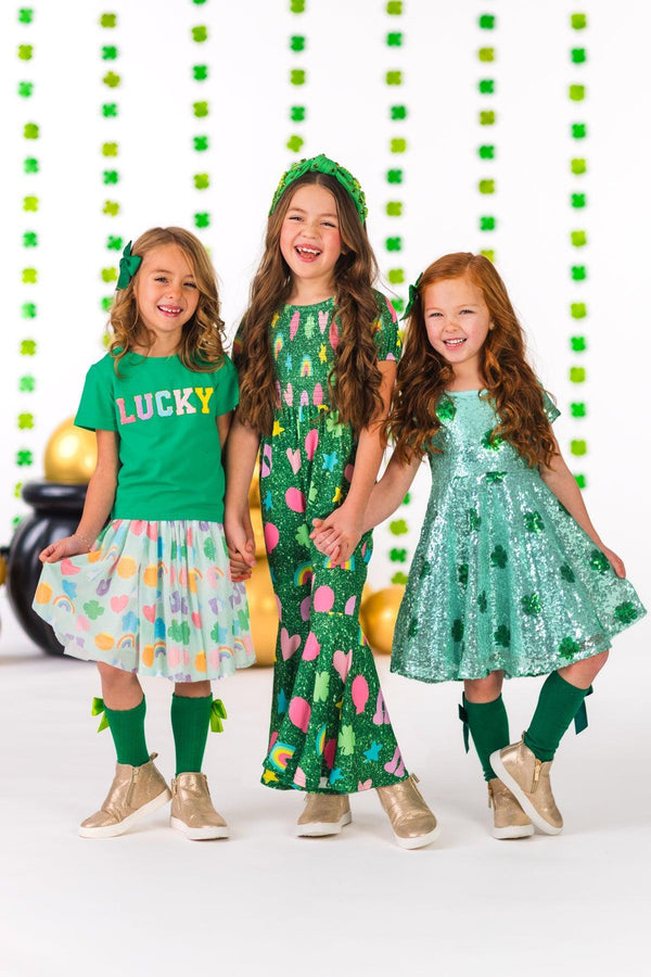 Green Lucky Charm Jumpsuit | Sparkle in Pink