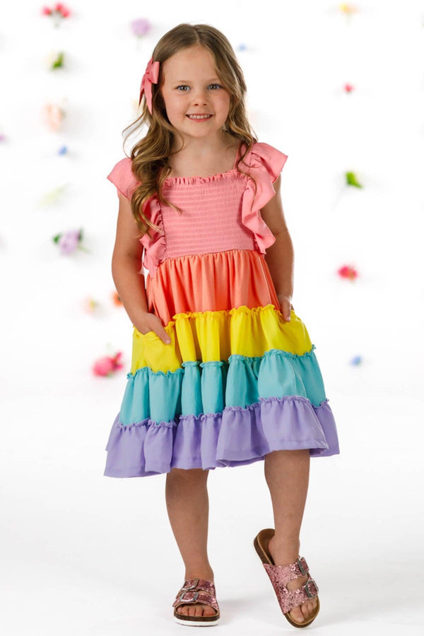 Mom & Me - Rainbow Pastel Ruffle Dress | Sparkle in Pink