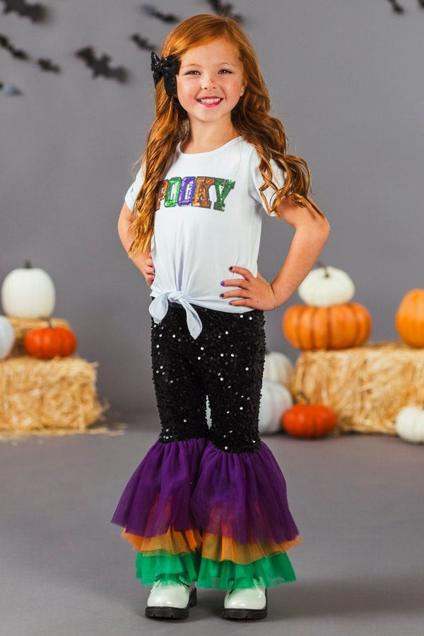 "Spooky" Velvet Sequin Bell Bottom Set | Sparkle in Pink