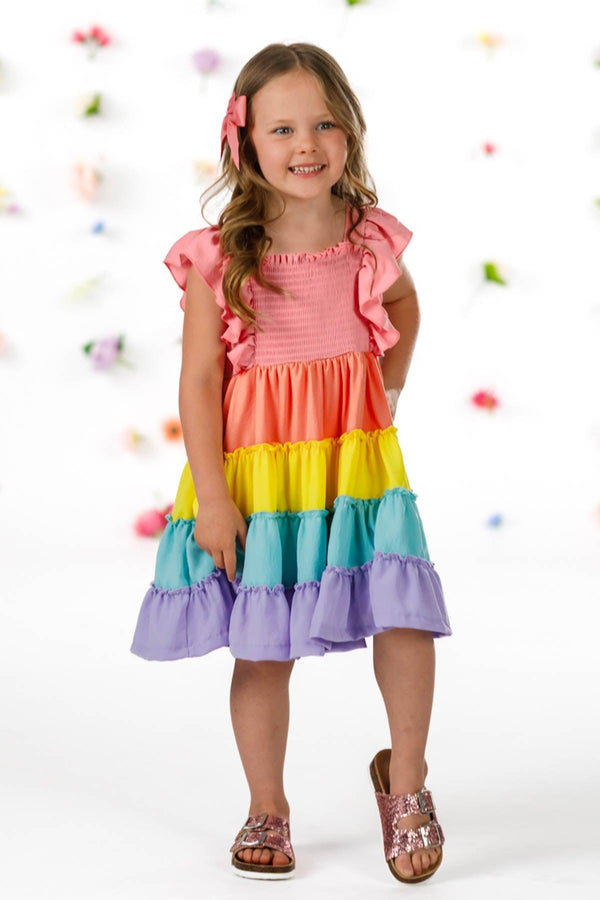 Mom & Me - Rainbow Pastel Ruffle Dress | Sparkle in Pink