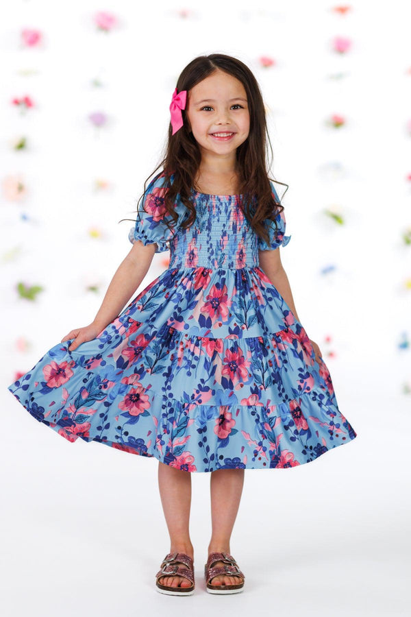 Blue & Pink Floral Dress | Matching Mom & Me Clothing Sparkle In Pink Blue & Pink Floral Dress | Matching Mom & Me Clothing Sparkle In Pink