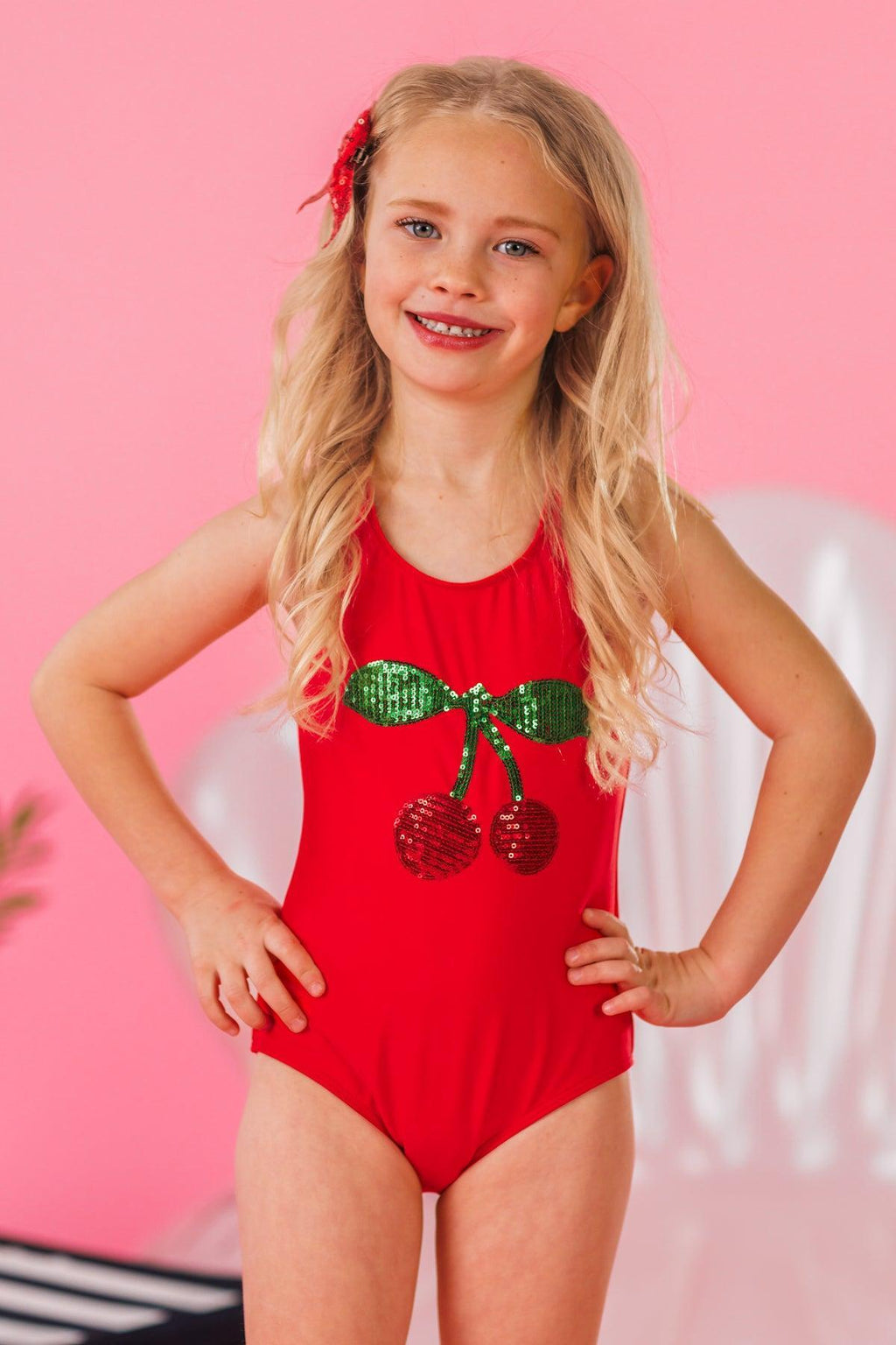 Cherry Sequin Swimsuit | Sparkle in Pink