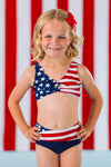 Abstract American Flag Family Swimsuits | Sparkle in Pink
