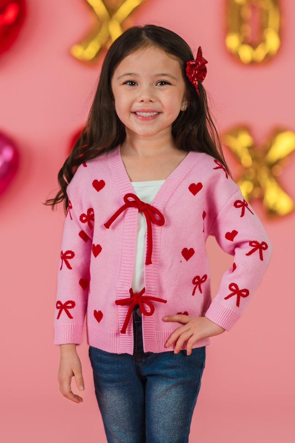 Mom & Me - Pink Heart & Bow Sweater Cardigan | Sparkle in Pink