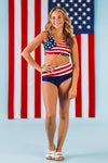 Abstract American Flag Family Swimsuits | Sparkle in Pink