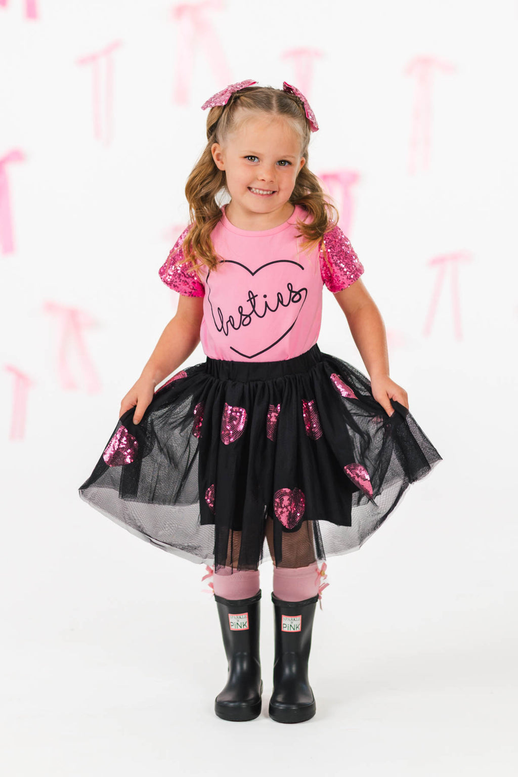 "Besties" Sequin Tutu Skirt Set
