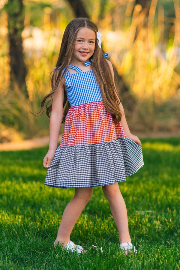 Mom & Me - Red White & Blue Gingham Dress | Sparkle in Pink