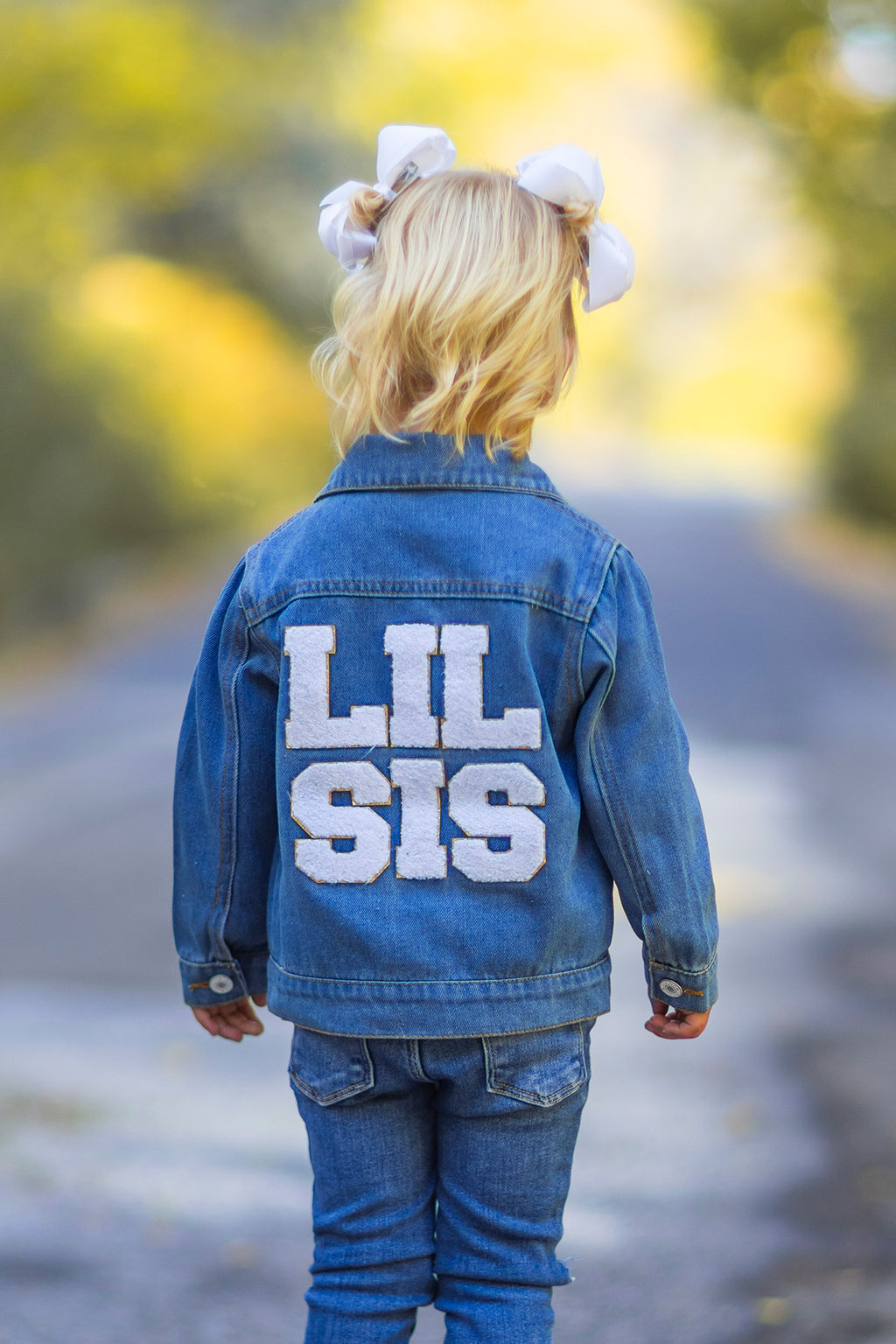 "Big Sis, Lil Sis, Big Bro, Lil Bro" Denim Jacket