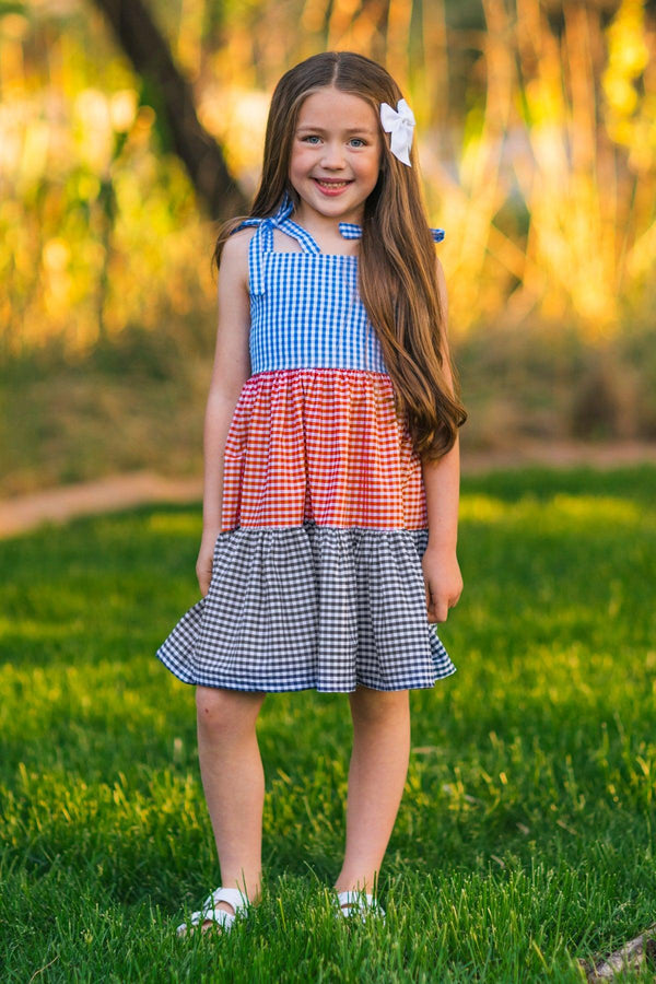 Mom & Me - Red White & Blue Gingham Dress | Sparkle in Pink