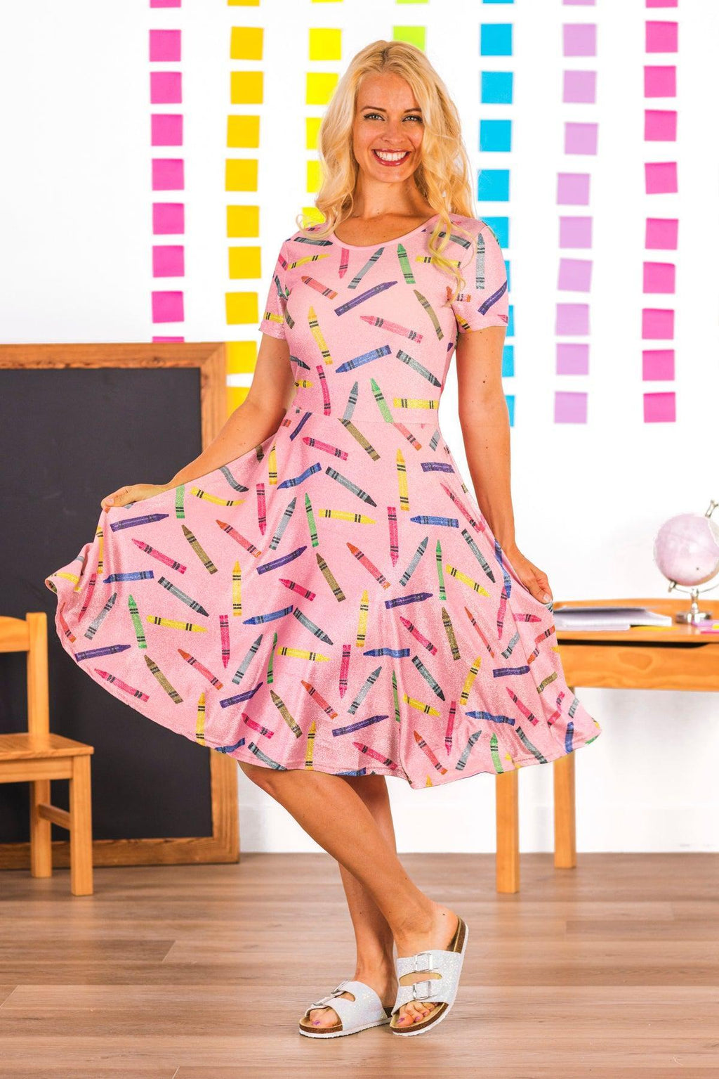 Mom & Me - Pink Glitter Crayon Dress | Sparkle in Pink