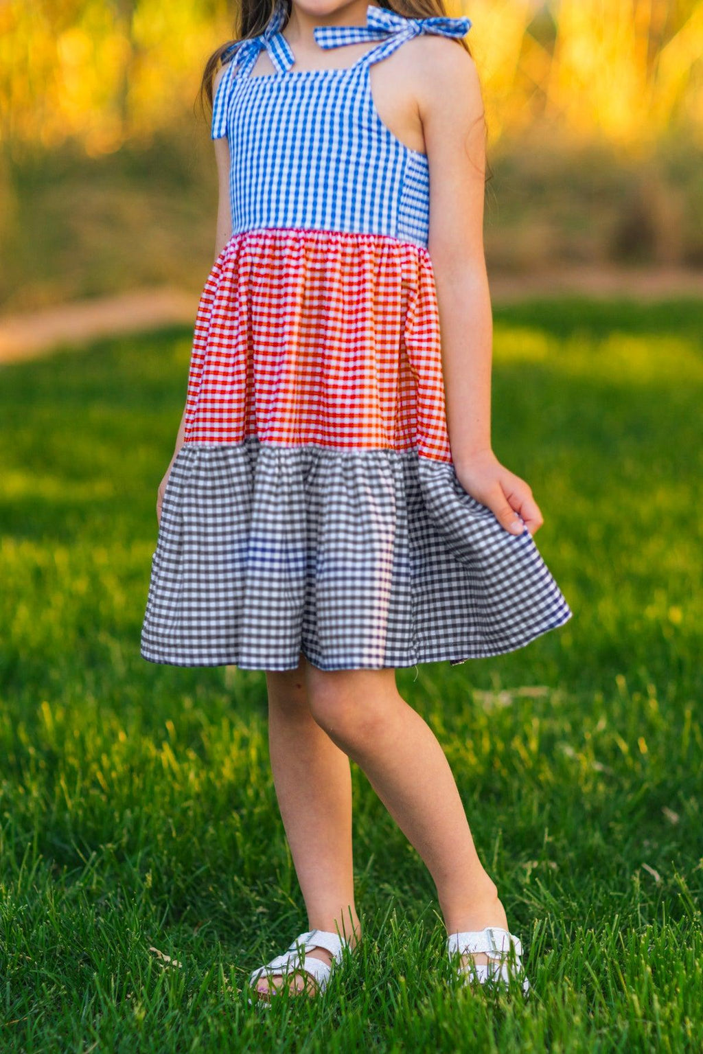 Mom & Me - Red White & Blue Gingham Dress | Sparkle in Pink