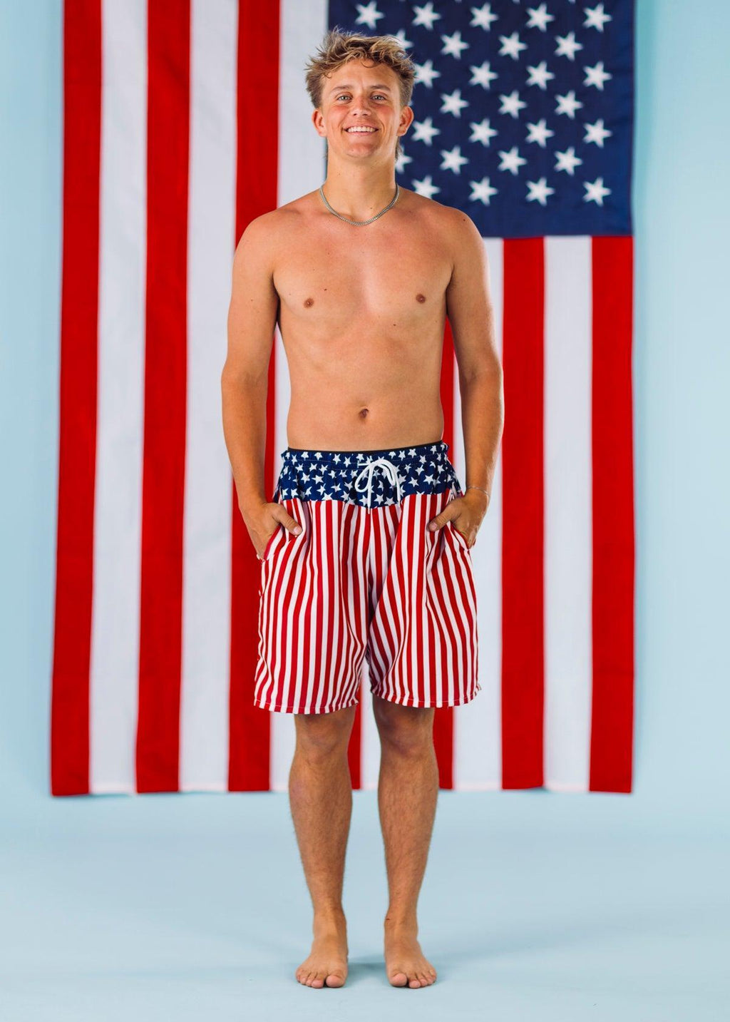 Abstract American Flag Family Swimsuits | Sparkle in Pink