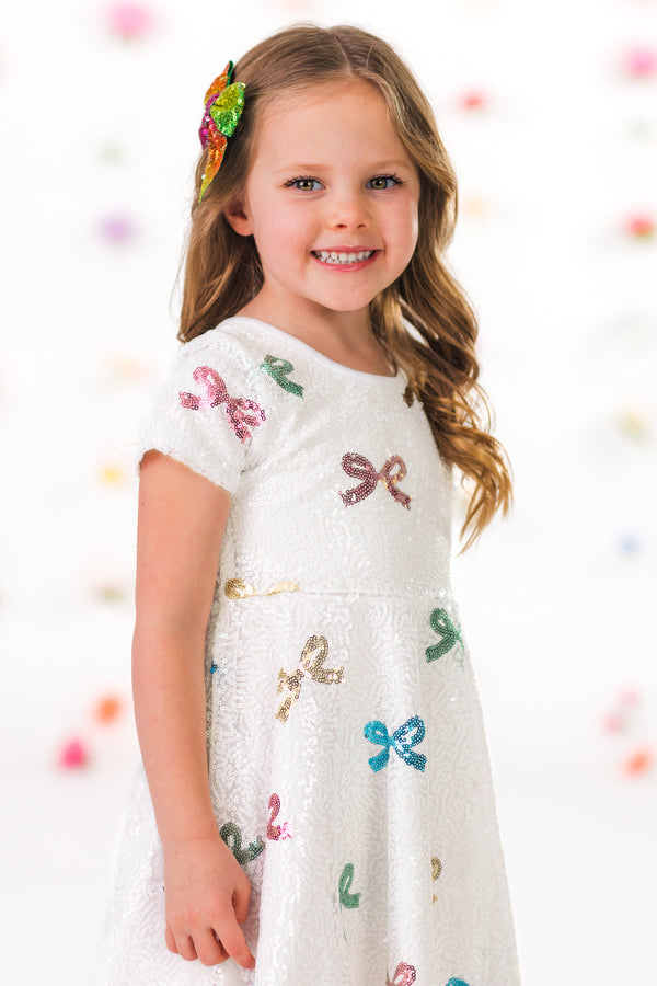 sequin bow dress White Pastel Bow Sequin Dress 10