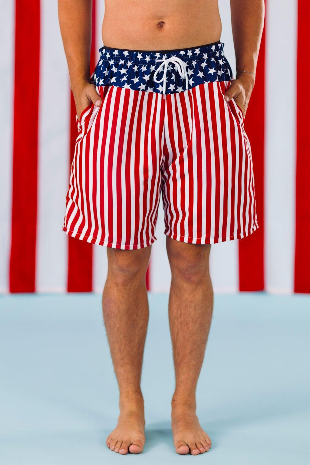 Abstract American Flag Family Swimsuits | Sparkle in Pink