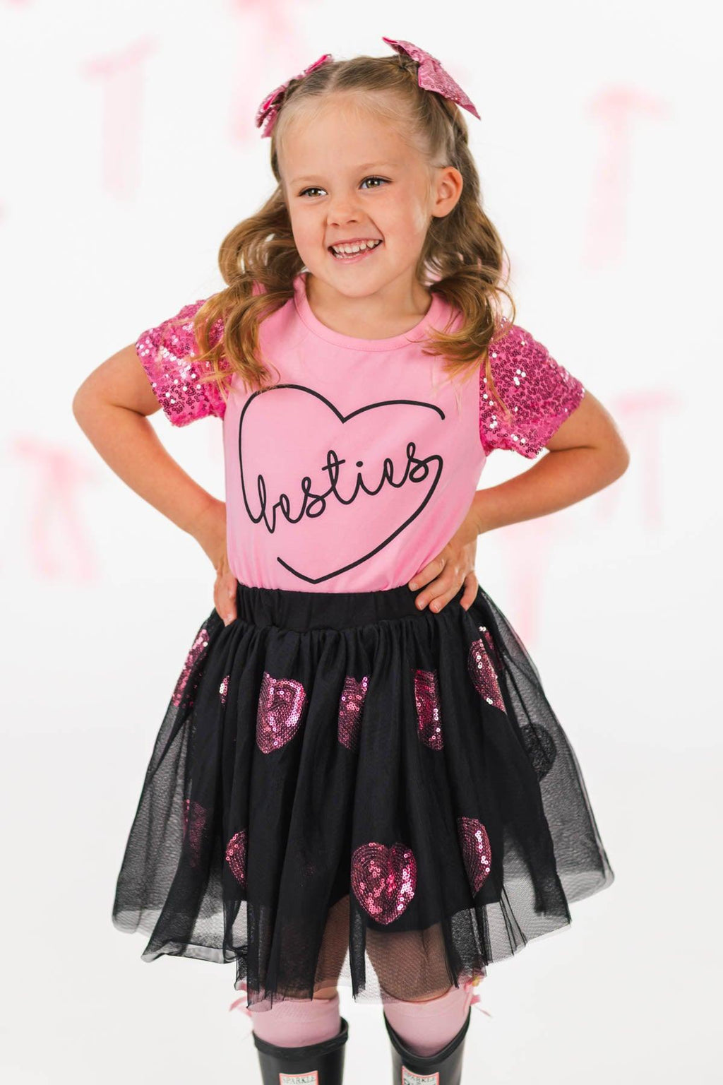 "Besties" Sequin Tutu Skirt Set