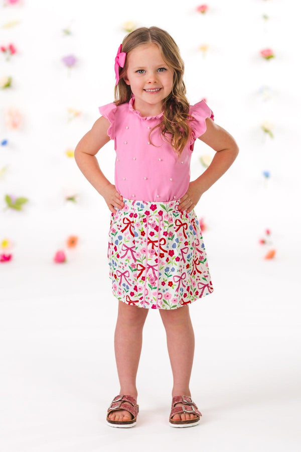 Pink Pearl Floral Skirt Set | Sparkle in Pink