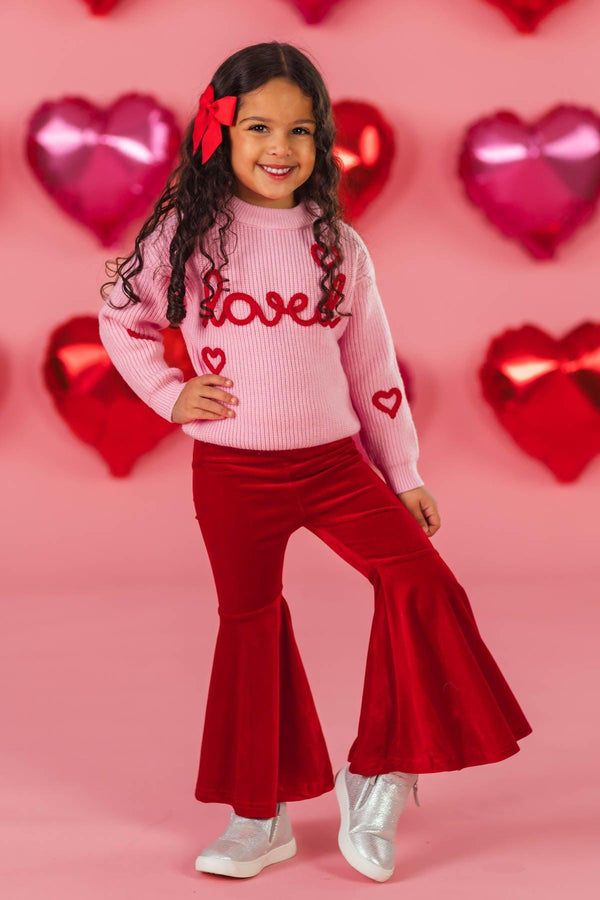 "Loved" Knit Sweater Bell Bottom Set