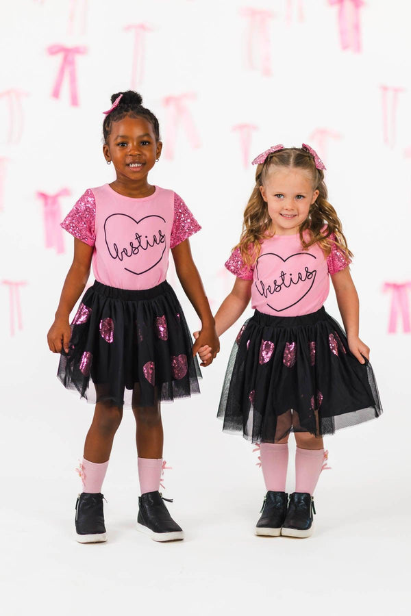 "Besties" Sequin Tutu Skirt Set