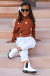 Brown Flower Sweater Cargo Pant Set | Sparkle in Pink