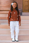 Brown Flower Sweater Cargo Pant Set | Sparkle in Pink
