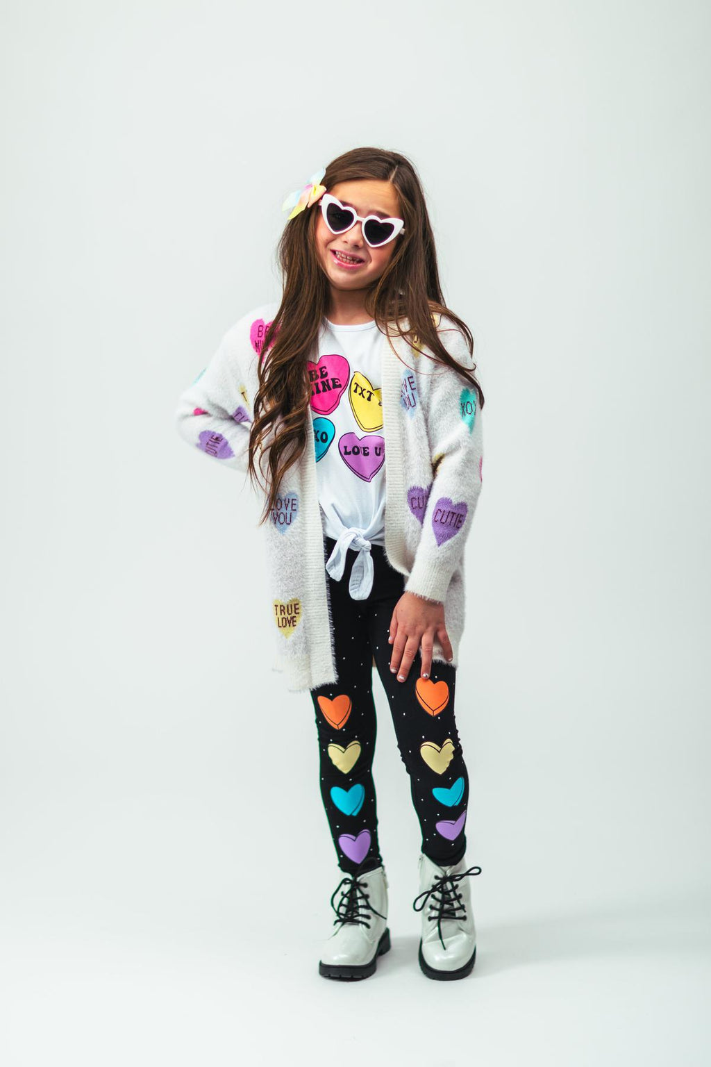 Rainbow Candy Hearts Legging Set | Sparkle in Pink