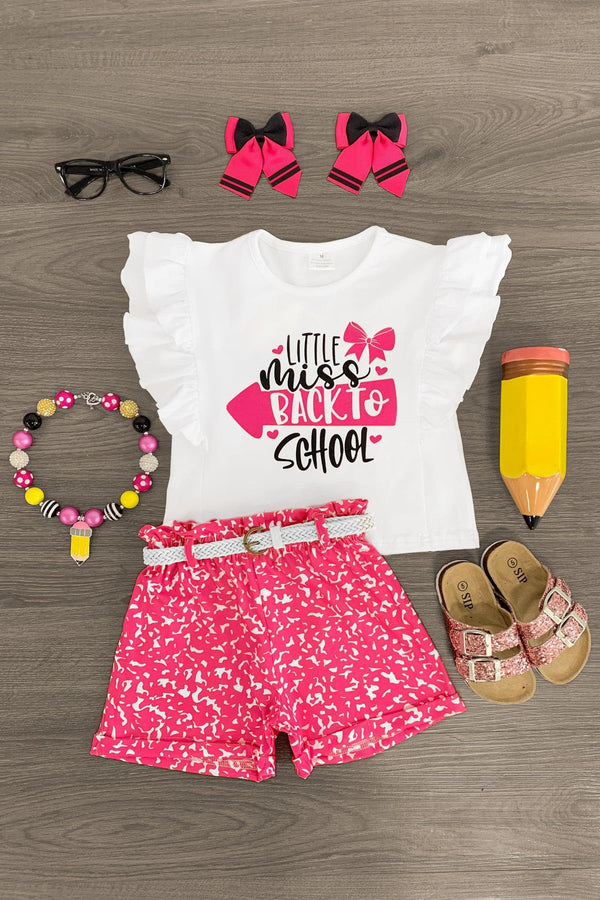"Little Miss Back To School" Pink Short Set | Sparkle in Pink