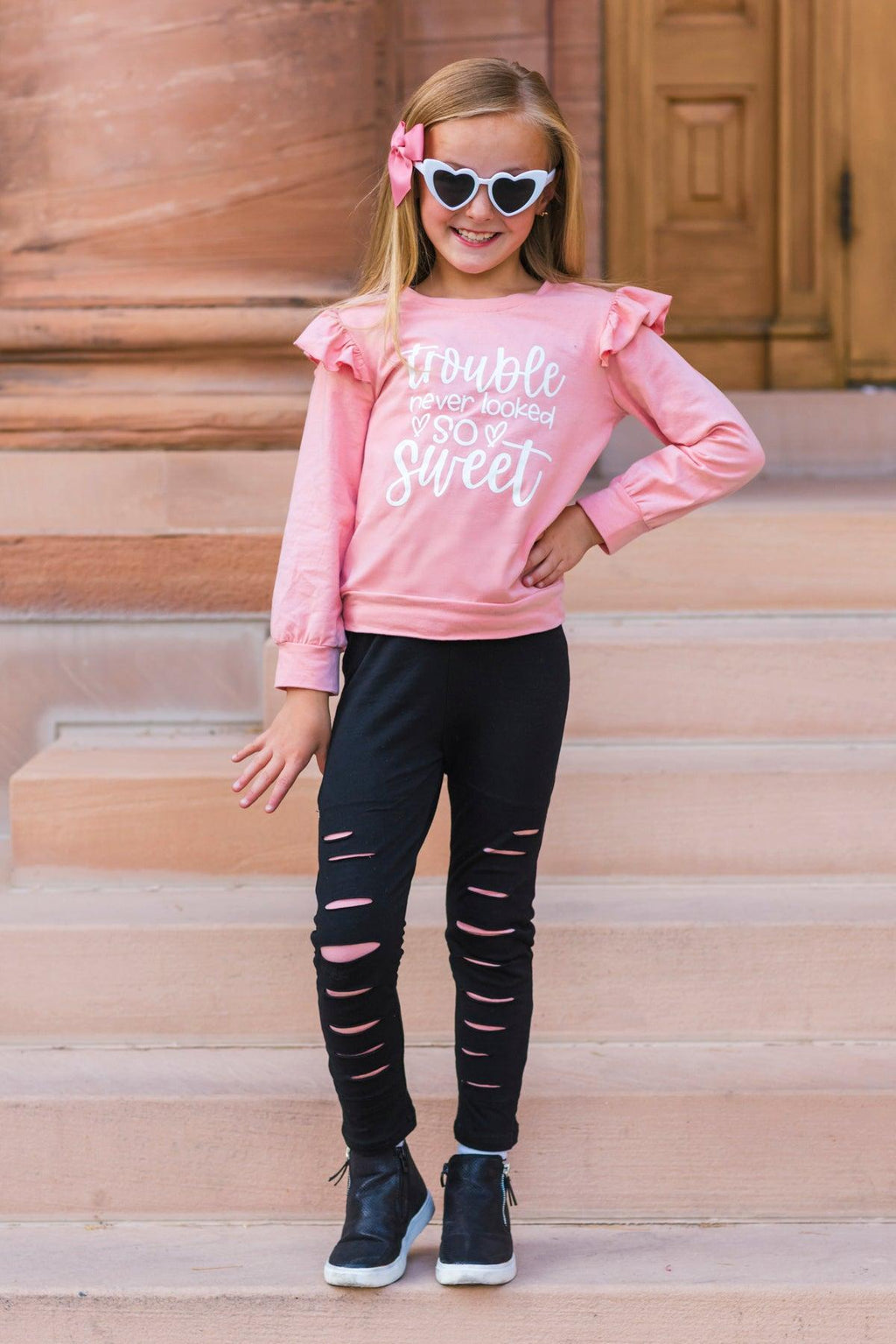 "Trouble Never Looked So Sweet" Legging Set | Sparkle in Pink