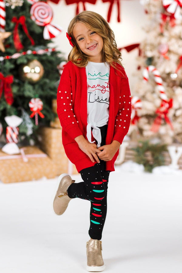 "Nice, Naughty, I Tried" White Legging Set