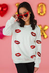 Mom & Me - White Sequin Lipstick Kiss Top | Sparkle in Pink