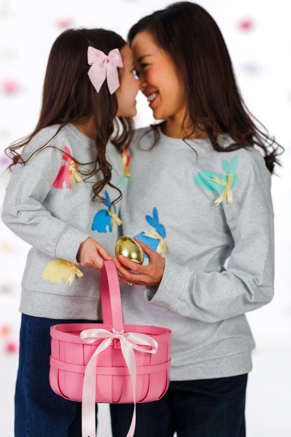 Mom & Me - Gray Bunny Bows Top | Sparkle in Pink