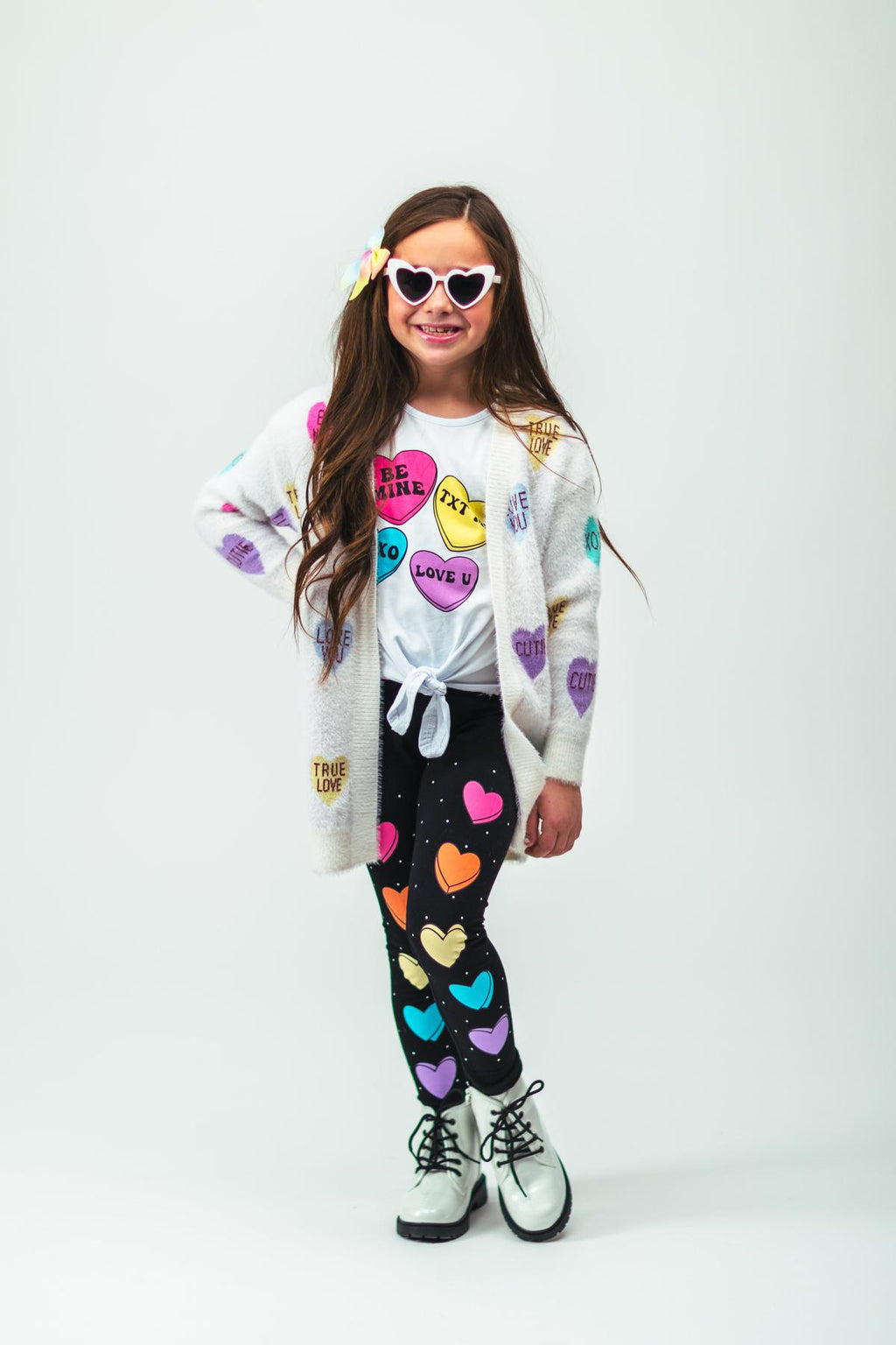 Rainbow Candy Hearts Legging Set | Sparkle in Pink
