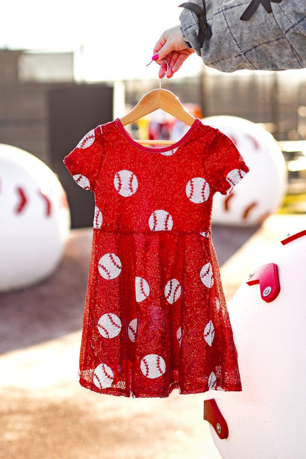 Red Sequin Baseball Dress XXL-7/8 Years