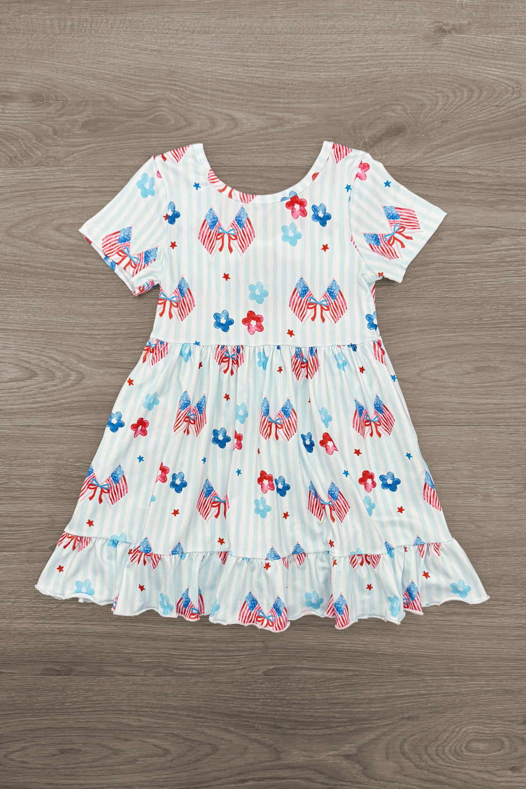 American Flag & Flowers Stripe Dress | Sparkle in Pink