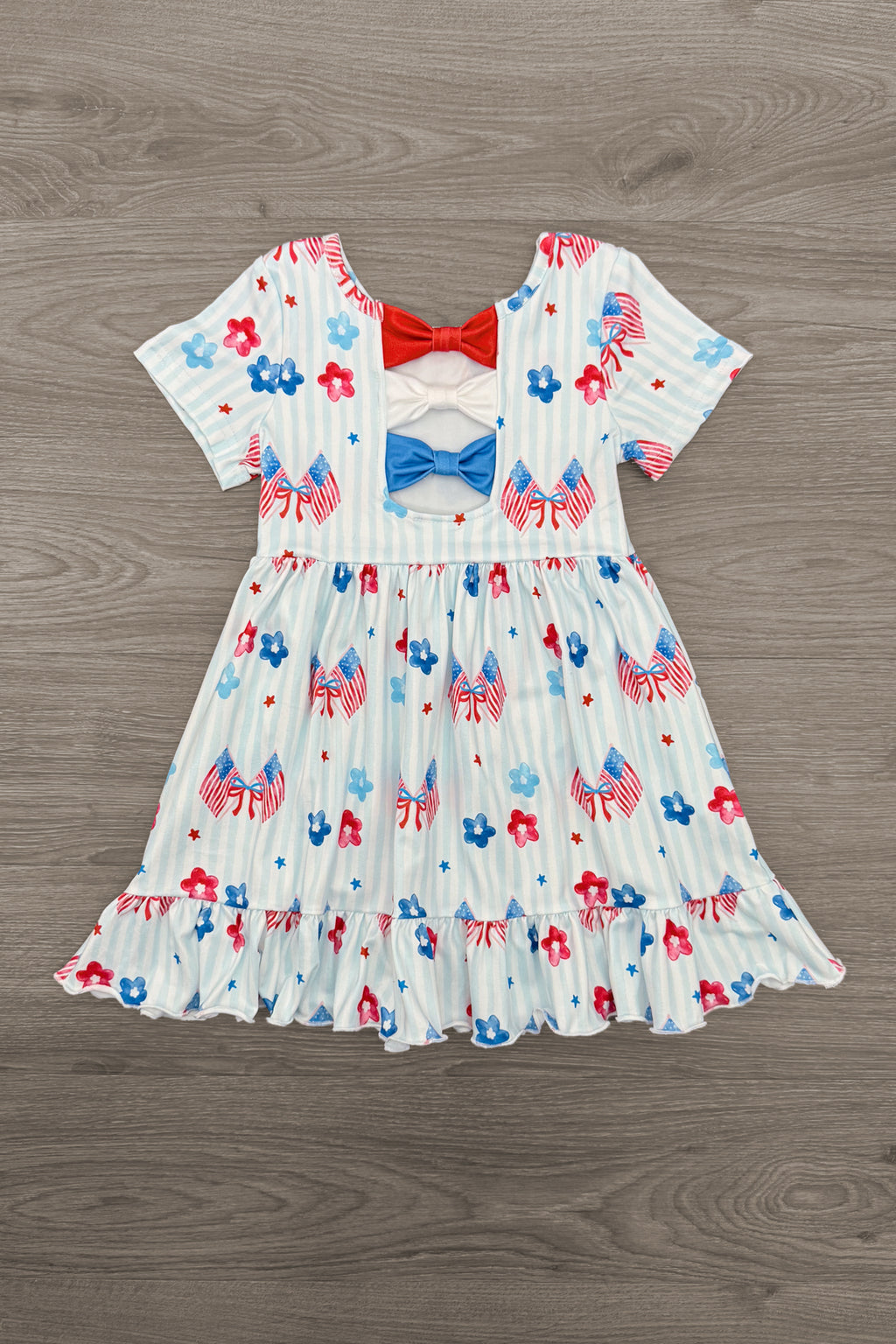 American Flag & Flowers Stripe Dress | Sparkle in Pink