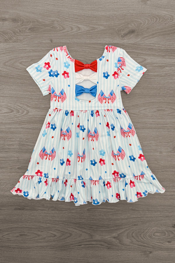 American Flag & Flowers Stripe Dress | Sparkle in Pink
