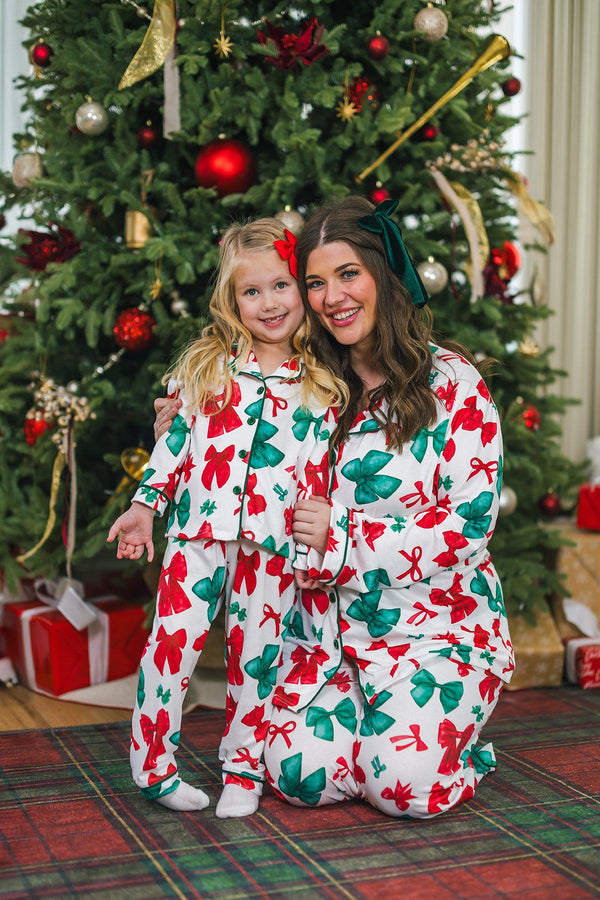 Mom & Me - Red & Green Bow Pajamas | Sparkle in Pink